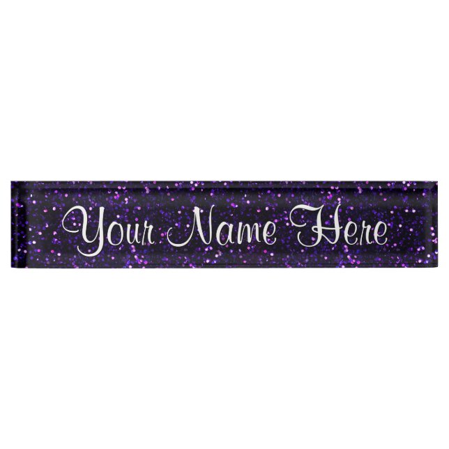 Dark Amethyst Purple Glitter Nameplate (Front)