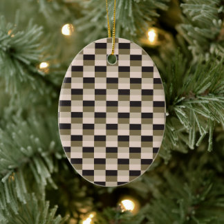 Dark and Beige Shades Color Blocks Ceramic Tree Decoration