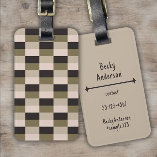 Dark and Beige Shades Colour Blocks Luggage Tag