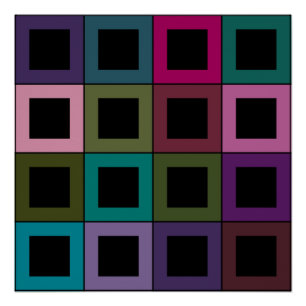 Dark and Colourful Bold Square Check Design Poster
