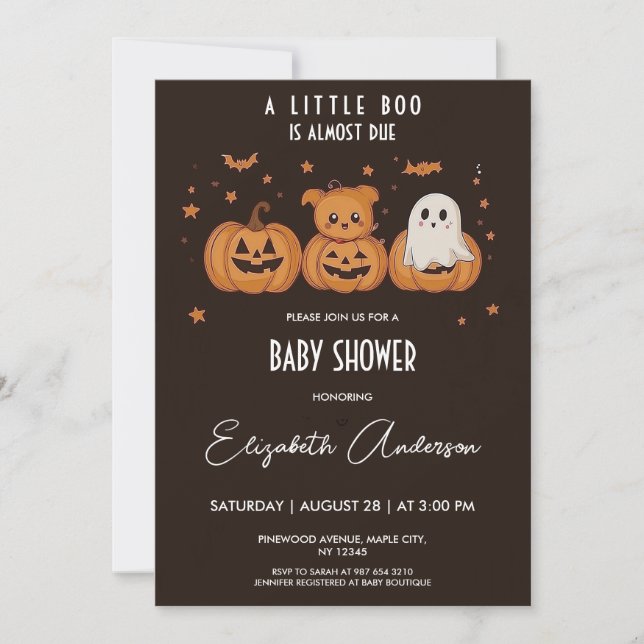 Dark and Cute Halloween Baby Shower  Invitation (Front)