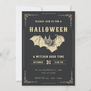 Dark And Gold Creative Halloween Party Invitation