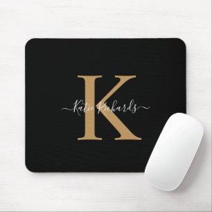 Dark and Gold Monogram Mouse Pad