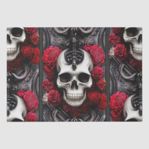 Dark and Gothic Skull and Roses Murial Tissue Paper