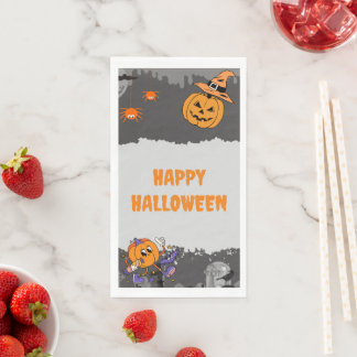 Dark and Light Ash Halloween Party Pumpkin Napkin