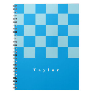 Dark and light blue square blocks pattern notebook