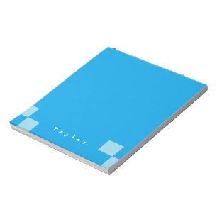 Dark and light blue square blocks pattern notepad