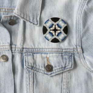 Dark and Light Blue White Design 6 Cm Round Badge