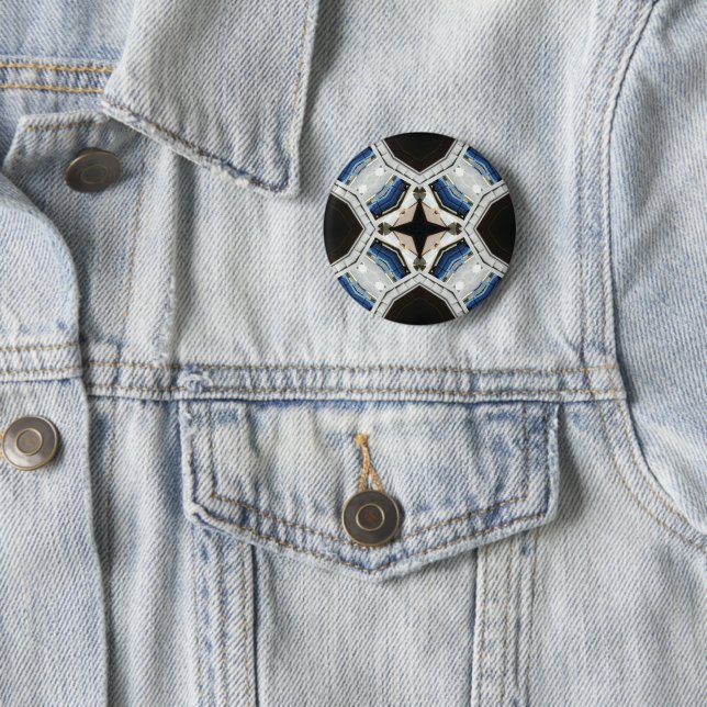 Dark and Light Blue White Design 6 Cm Round Badge (In Situ)