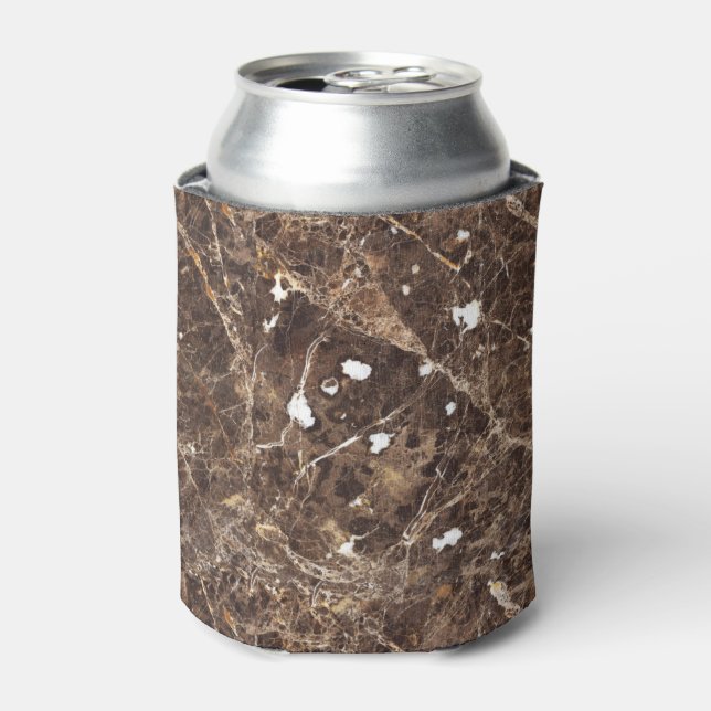 Dark And Light Brown Marble Stone With White Can Cooler (Can Front)