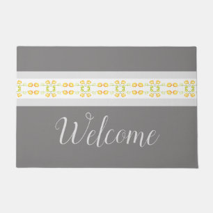 Dark and Light Grey With Yellow Pattern Accent Doormat