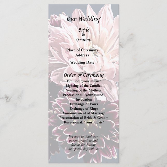 Dark and Light Mums and Daisies Programme (Front)