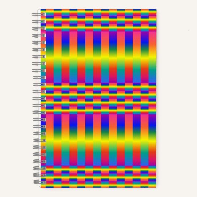 Dark and Light Rainbows (Checkers and Stripes) Notebook (Front)