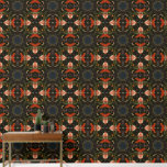 Dark and Moody Art Deco Botanical Pattern Wallpaper<br><div class="desc">Bold and Moody Art Deco Botanical Pattern. Floral elements in black blue, green and red. Removable peel and stick wallpaper is perfect for apartments, rentals, and short term housing. Peel and stick wallpaper lets you upgrade your small space home decor and personalise your rental home with your unique design aesthetic....</div>