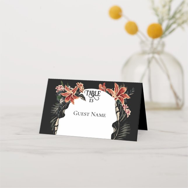Dark and Moody Customisable Wedding Place Cards (Front)