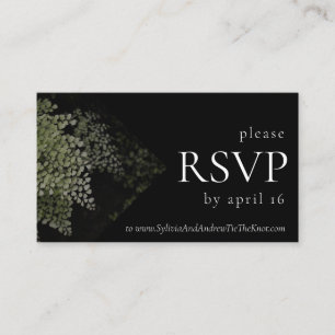 Dark and Moody Ferns Modern RSVP Card