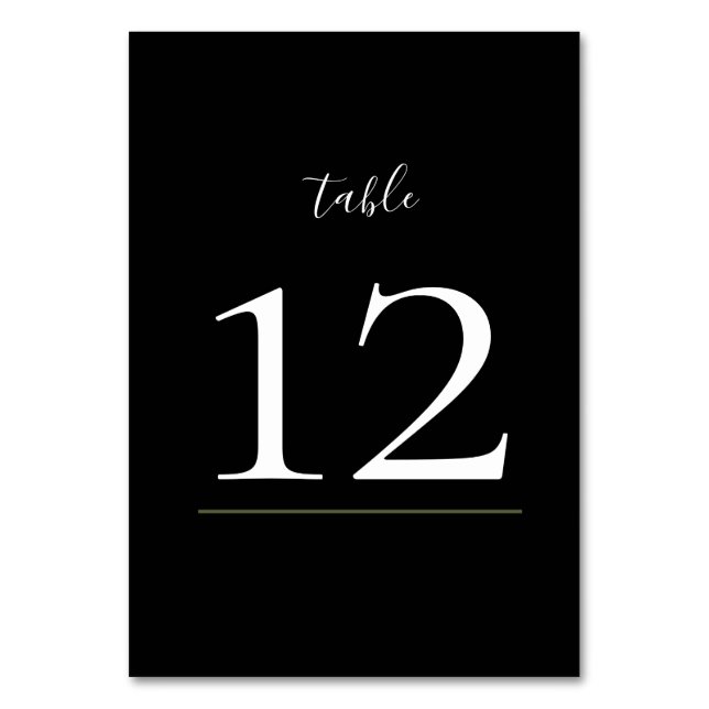 Dark and Moody Ferns Modern Wedding Table Numbers (Front)