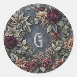 Dark and Moody Floral Classic Round Sticker