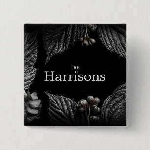 Dark and Moody Floral Frame with Custom Name 15 Cm Square Badge