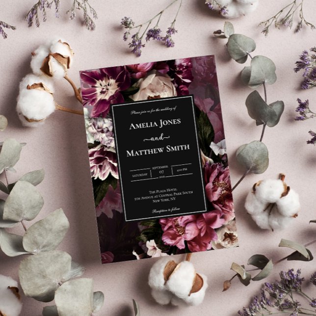 Dark and Moody Floral Wedding Invitation (Creator Uploaded)