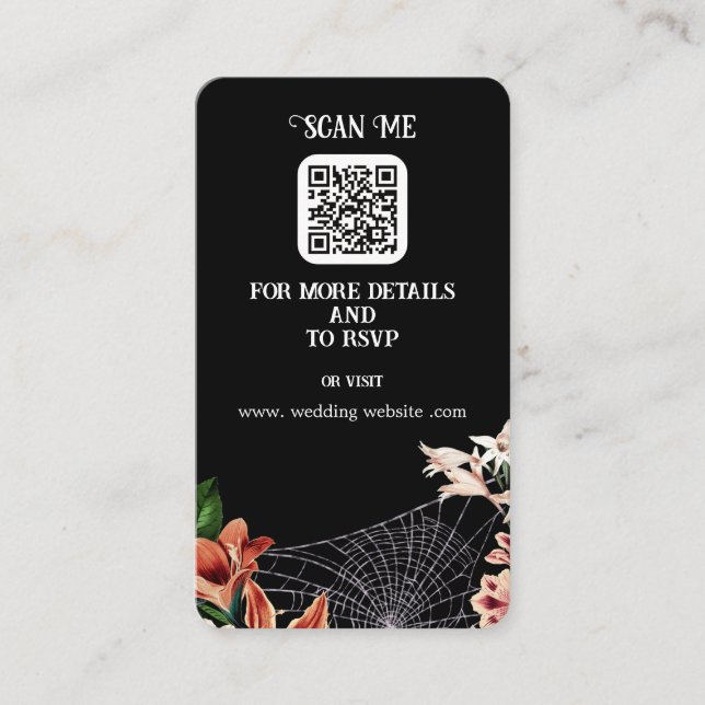 Dark and Moody Goth Wedding Enclosure Card QR Code (Front)
