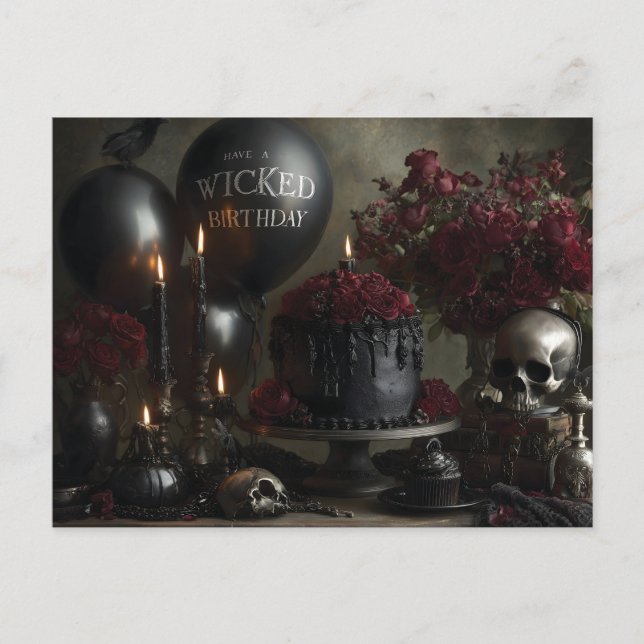 Dark and Moody Gothic Birthday Still Life  Postcard (Front)