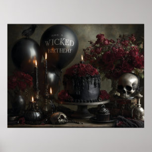 Dark and Moody Gothic Birthday Still Life Poster