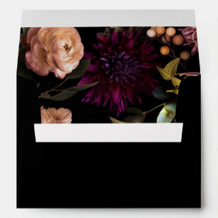 Dark and Moody Gothic Black Floral Bridal Shower  Envelope