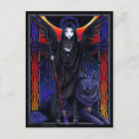 Dark angel and wolf.  Rayvnwolf by Myka Jelina