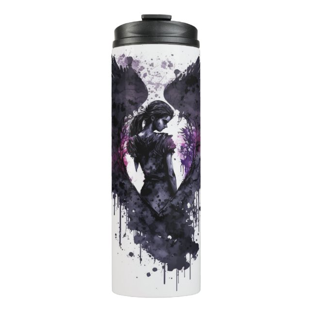 Dark Angel Valentine With Inky Dark Wings Coffee M Thermal Tumbler (Front)
