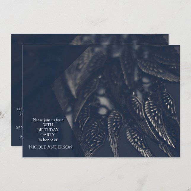 Dark Angel Wings Gothic Glam Party Invitations (Front/Back)