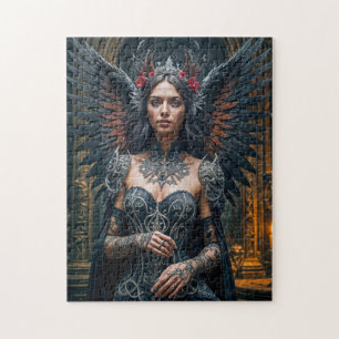 Dark Angel with Crown and Roses Jigsaw Puzzle