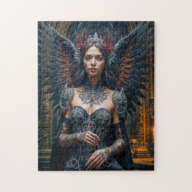 Dark Angel with Crown and Roses Jigsaw Puzzle (Vertical)