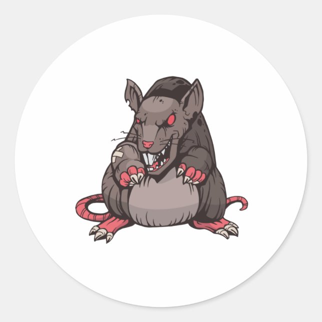 Dark Angry Rat Classic Round Sticker (Front)