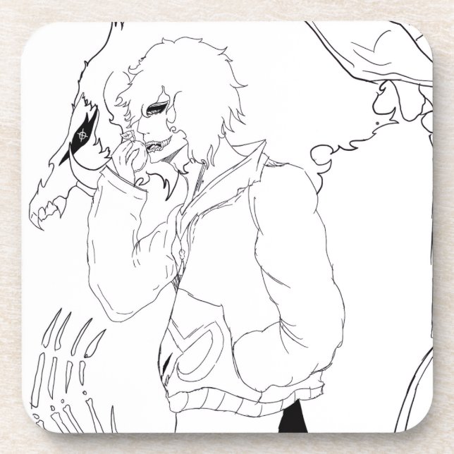 Dark Anime Fantasy Crow and Demon Art Coaster (Front)