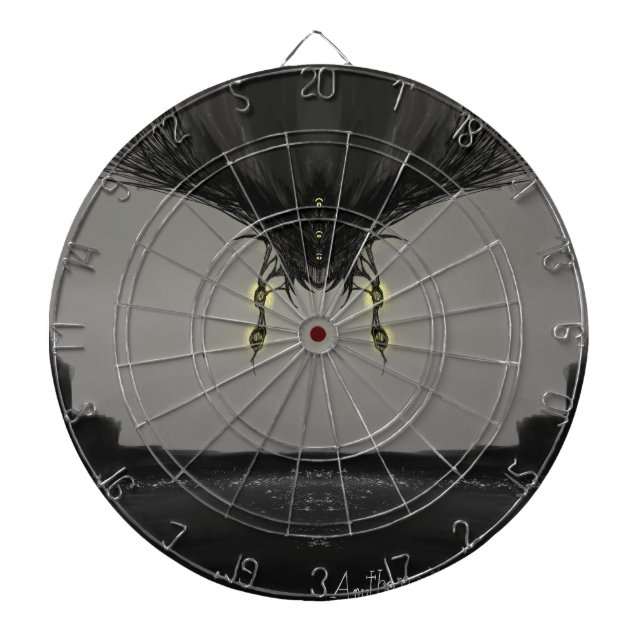 Dark Anime Fantasy Crow and Demon Art Dartboard (Front)