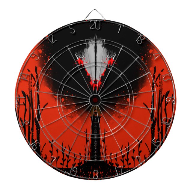 Dark Anime Fantasy Crow and Demon Art Dartboard (Front)