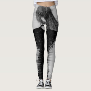 Dark Anime Fantasy Crow and Demon Art Leggings