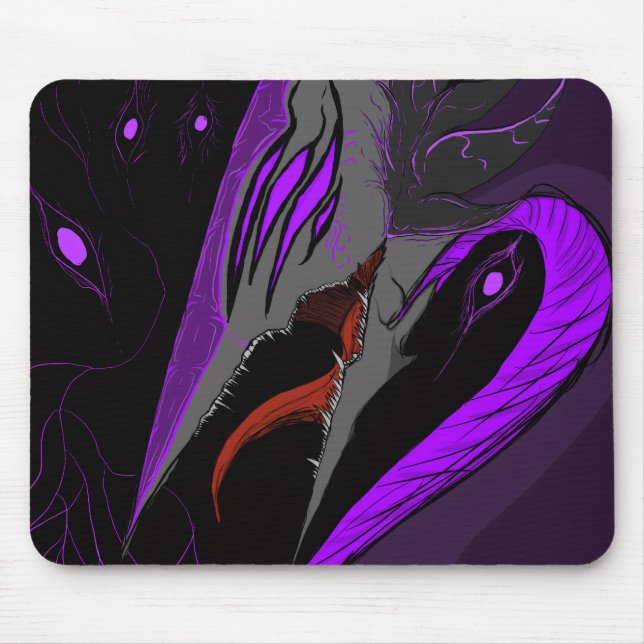 Dark Anime Fantasy Crow and Demon Art Mouse Pad (Front)