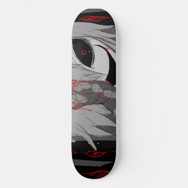 Dark Anime Fantasy Crow and Demon Art Skateboard (Front)