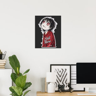 Dark Anime  "Still Here" Aesthetic Gothic Illustra Poster