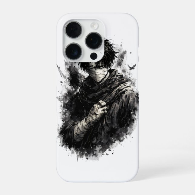Dark Anime Warrior Bandaged Ninja Grunge Art iPhone Case (Back)
