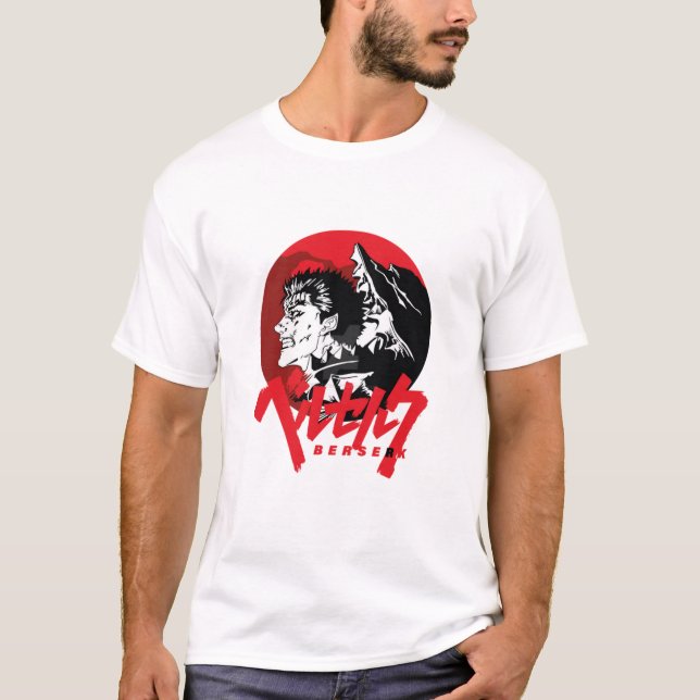 Dark Anime Warrior Retro Red Art T-Shirt (Front)