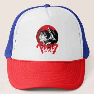 Dark Anime Warrior Retro Red Art Trucker Hat