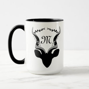 Dark Antelope Silhouette Monogram Mug