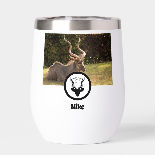 Dark Antelope Silhouette Monogram Photo (Back)