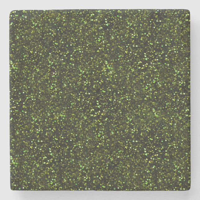 Dark Apple Green Glitter Stone Coaster (Front)