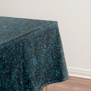 Dark Aqua Blue Glitter Tablecloth
