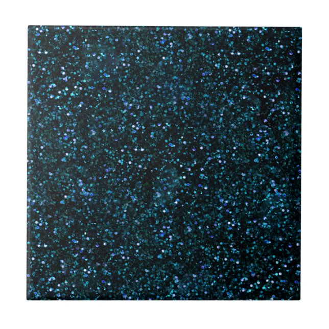 Dark Aqua Blue Glitter Tile (Front)
