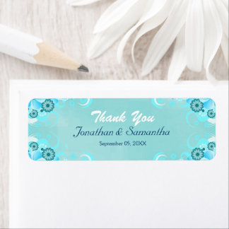Dark Aqua Blue Teal Floral Small Wedding Favour